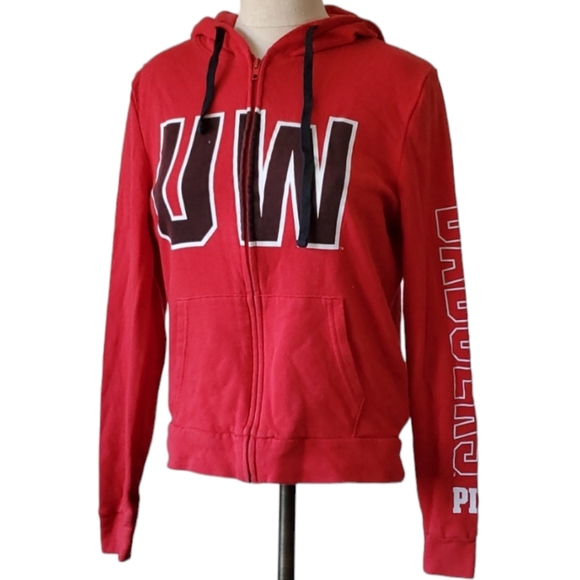 Pink Victoria's Secret University of Wisconsin Sweatshirt Hoodie WOMAN'S WOMEN'S - Picture 1 of 10